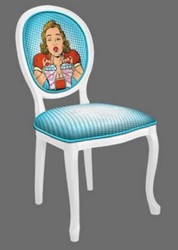 Casa Padrino baroque dining chair blue / multicolored / white - Handmade antique style chair - Dining room furniture in baroque style