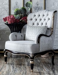 Barock Wohnzimmer Sessel Antik Stil Sessel Grau Schwarz Silber Baroque Living Room Armchair Antique Style Armchair Gray Black Silver