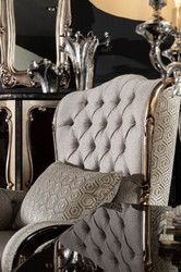 Barock Wohnzimmer Sessel Antik Stil Sessel Grau Schwarz Silber Baroque Living Room Armchair Antique Style Armchair Gray Black Silver