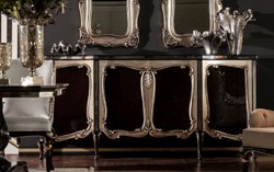 Casa Padrino luxury baroque sideboard black / silver - Elegant solid wood cabinet with 4 doors - Baroque Furniture