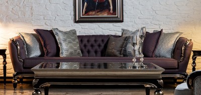 Casa Padrino luxury baroque sofa purple / black / silver - Handmade living room sofa - Baroque living room furniture