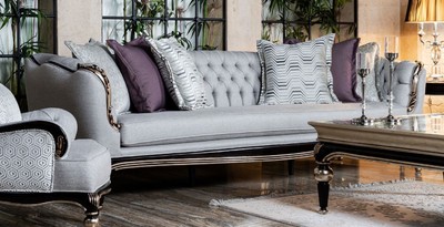 Casa Padrino luxury baroque sofa gray / black / silver - Handmade living room sofa - Baroque living room furniture