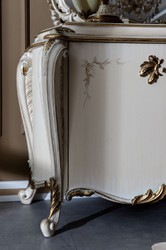 Luxus Barock Sideboard mit Spiegel Creme Weiß Gold Luxury Baroque Sideboard with Mirror Cream White Gold