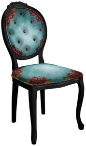 Barock Esszimmerstuhl Küchenstuhl Mehrfarbig Schwarz Baroque Dining Chair Kitchen Chair Multicolore Black
