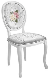 Barock Esszimmerstuhl Küchenstuhl Antik Weiß Mehrfarbig Weiß Baroque Dining Chair Kitchen Chair Antique White Multicolored White