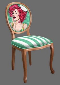 Barock Esszimmerstuhl Küchenstuhl Grün Weiß Mehrfarbig Braun Baroque Dining Chair Kitchen Chair Green White Multicolored Brown