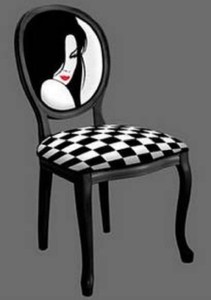 Barock Esszimmerstuhl Schwarz Weiß Rot Baroque Dining Chair Black White Red