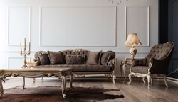 Casa Padrino fauteuil baroque de luxe marron / crème / blanc / or - Élégant fauteuil de salon de style baroque - Mobilier de salon baroque