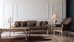 Luxus Barock Antik Stil Massivholz Wohnzimmer Sofa Luxury Baroque Antique Style Solid Wood Living Room Sofa
