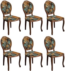 Casa Padrino set di sedie per sala da pranzo barocco con design elegante multicolore / marrone - 6 Sedie da cucina fatto a mano in stile barocco - Mobili per sala da pranzo barocco

