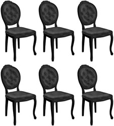 Casa Padrino ensemble de chaises de salle à manger baroques noir - 6 Chaises de cuisine fait main de style baroque - Mobilier de salle à manger baroque
