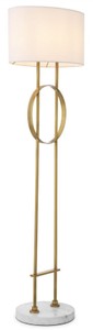 Luxus Designer Metall Stehleuchte mit Marmorsockel Antik Messingfarben Weiß Luxury Designer Metal Floor Lamp with Marble Base Antique Brass White