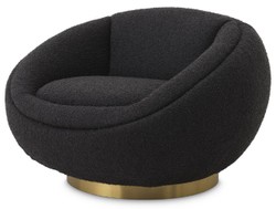 Casa Padrino luxury swivel armchair black / brass 100 x 102 x H. 68 cm - Modern living room armchair - Luxury living room furniture