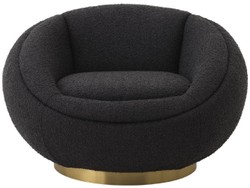Casa Padrino luxury swivel armchair black / brass 100 x 102 x H. 68 cm - Modern living room armchair - Luxury living room furniture