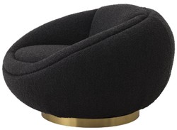 Casa Padrino luxury swivel armchair black / brass 100 x 102 x H. 68 cm - Modern living room armchair - Luxury living room furniture