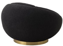 Casa Padrino luxury swivel armchair black / brass 100 x 102 x H. 68 cm - Modern living room armchair - Luxury living room furniture