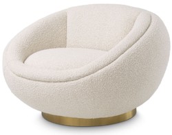Casa Padrino luxury swivel armchair cream / brass 100 x 102 x H. 68 cm - Modern living room armchair - Luxury living room furniture