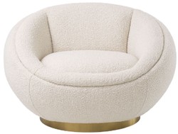 Casa Padrino luxury swivel armchair cream / brass 100 x 102 x H. 68 cm - Modern living room armchair - Luxury living room furniture