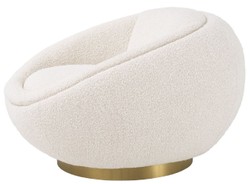 Casa Padrino luxury swivel armchair cream / brass 100 x 102 x H. 68 cm - Modern living room armchair - Luxury living room furniture