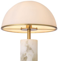 Casa Padrino luxury table lamp alabaster / antique brass / white Ø 39.5 x H. 65 cm - Modern alabaster writing desk lamp with glass lampshade - Luxury Collection
