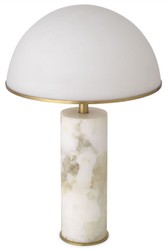 Casa Padrino luxury table lamp alabaster / antique brass / white Ø 39.5 x H. 65 cm - Modern alabaster writing desk lamp with glass lampshade - Luxury Collection