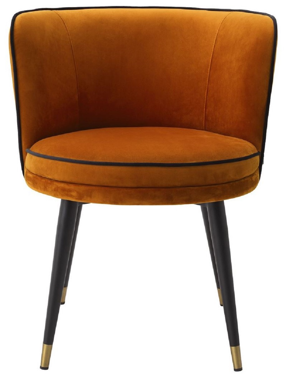 Luxus Designer Esszimmerstuhl Orange Schwarz Messing Luxury Designer Dining Chair Orange Black Brass