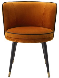 Casa Padrino Luxury Velvet Dining Chair Orange / Black / Brass 62 x 62 x H. 76 cm - Swivel Kitchen Chair - Swivel Chair - Vintage Retro Chair - Dining Room Furniture