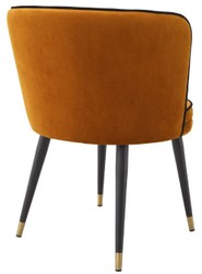 Casa Padrino sedia da pranzo di lusso in velluto arancia / nero / ottone 62 x 62 x A. 76 cm - Sedia da Cucina Girevole - Sedia Girevole - Sedia Retrò Vintage - Mobili per Sala da Pranzo