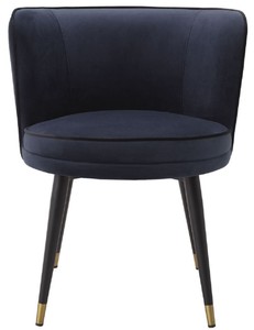 Casa Padrino Luxury Velvet Dining Chair Midnight Blue / Black / Brass 62 x 62 x H. 76 cm - Swivel Kitchen Chair - Swivel Chair - Vintage Retro Chair - Dining Room Furniture