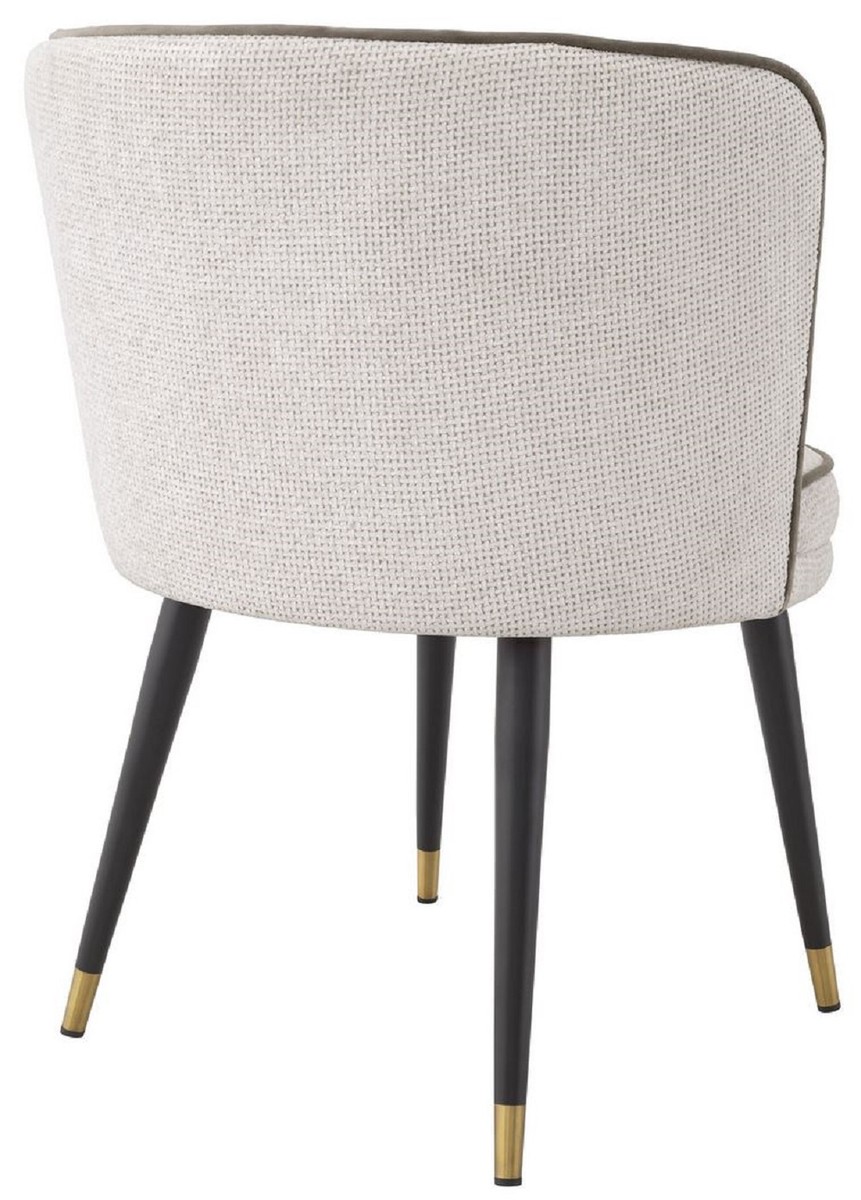 Luxus Designer Esszimmerstuhl Weiß Grau Schwarz Messing Luxury Designer Dining Chair White Gray Black Brass