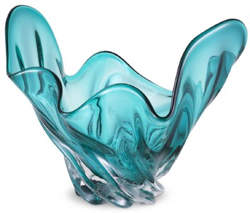 Casa Padrino cuenco de lujo turquesa 42 x 27 x A. 25 cm - Cuenco decorativo moderno de vidrio soplado a mano - Accesorios decorativos - Calidad de lujo
