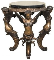 Casa Padrino tabouret baroque de luxe anges Ø 51 x H. 48 cm - Tabouret rond en bronze de style baroque - Mobilier Baroque