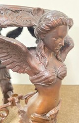 Casa Padrino tabouret baroque de luxe anges Ø 51 x H. 48 cm - Tabouret rond en bronze de style baroque - Mobilier Baroque