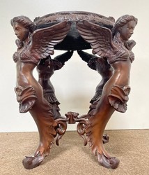 Casa Padrino tabouret baroque de luxe anges Ø 51 x H. 48 cm - Tabouret rond en bronze de style baroque - Mobilier Baroque