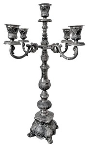 Barock Aluminium Kerzenhalter Kerzenständer Silber Baroque Aluminum Candle Holder Candlestick Silver