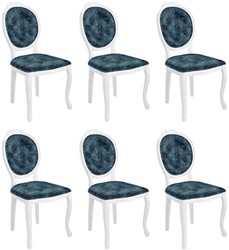Casa Padrino baroque dining chair set blue / white - 6 Handmade kitchen chairs in baroque style - Baroque dining room furniture
