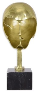 Casa Padrino escultura de bronce de diseñador cabeza 21,4 x 22,4 x A. 47 cm - Figura decorativa con base de mármol - Decoración de salón - Decoración de escritorio