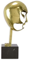 Casa Padrino escultura de bronce de diseñador cabeza 21,4 x 22,4 x A. 47 cm - Figura decorativa con base de mármol - Decoración de salón - Decoración de escritorio