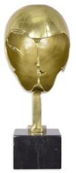 Casa Padrino escultura de bronce de diseñador cabeza 21,4 x 22,4 x A. 47 cm - Figura decorativa con base de mármol - Decoración de salón - Decoración de escritorio