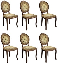 Casa Padrino conjunto de sillas de comedor barroco multicolor / marrón - 6 Sillas de cocina hecho a mano en estilo barroco - Muebles de comedor barrocos Casa Padrino conjunto de sillas de comedor barroco multicolor / marrón - 6 Sillas de cocina hecho a mano en estilo barroco - Muebles de comedor barrocos