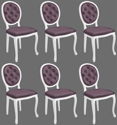 Casa Padrino baroque dining chair set purple / white - 6 Handmade kitchen chairs in baroque style - Baroque dining room furniture