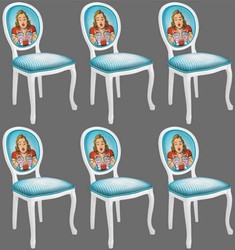 Casa Padrino ensemble de chaises de salle à manger baroques bleu / multicolore / blanc - 6 Chaises de cuisine fait main de style baroque - Mobilier de salle à manger baroque