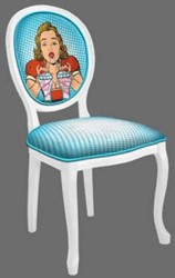 Casa Padrino ensemble de chaises de salle à manger baroques bleu / multicolore / blanc - 6 Chaises de cuisine fait main de style baroque - Mobilier de salle à manger baroque