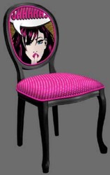 Casa Padrino set di sedie per sala da pranzo barocco viola / multicolore / nero - 6 Sedie da cucina fatto a mano in stile barocco - Mobili per sala da pranzo barocco

