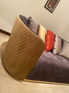 Casa Padrino Luxus Sofa Lila / Beige / Dunkelbraun / Gold - Wohnzimmer Sofa - Hotel Sofa - Luxus Möbel