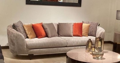 Casa Padrino luxury sofa silver / dark brown - Luxury living room sofa - Luxury hotel sofa - Luxury Quality