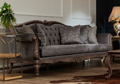 Casa Padrino luxury baroque sofa gray / brown - Handmade living room sofa in baroque style - Baroque living room furniture