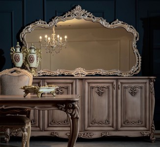 Casa Padrino luxury baroque furniture set brown / natural - 1 Baroque Sideboard with 4 Doors & 1 Baroque Wall Mirror - Baroque Furniture