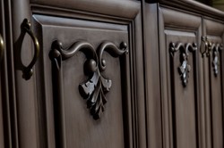 Casa Padrino conjunto de muebles barrocos de lujo marrón / natural - 1 Aparador Barroco con 4 Puertas y 1 Espejo de Pared Barroco - Muebles Barroco