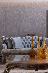 Casa Padrino canapé baroque de luxe bleu clair / argent / or - Canapé de salon fait main de style baroque - Mobilier de salon baroque
